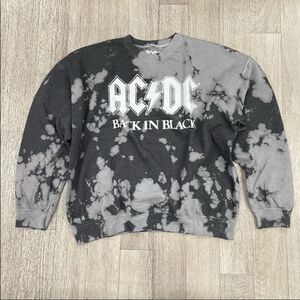 ACDC Back In Black Acid Wash Graphic Band Sweatshirt